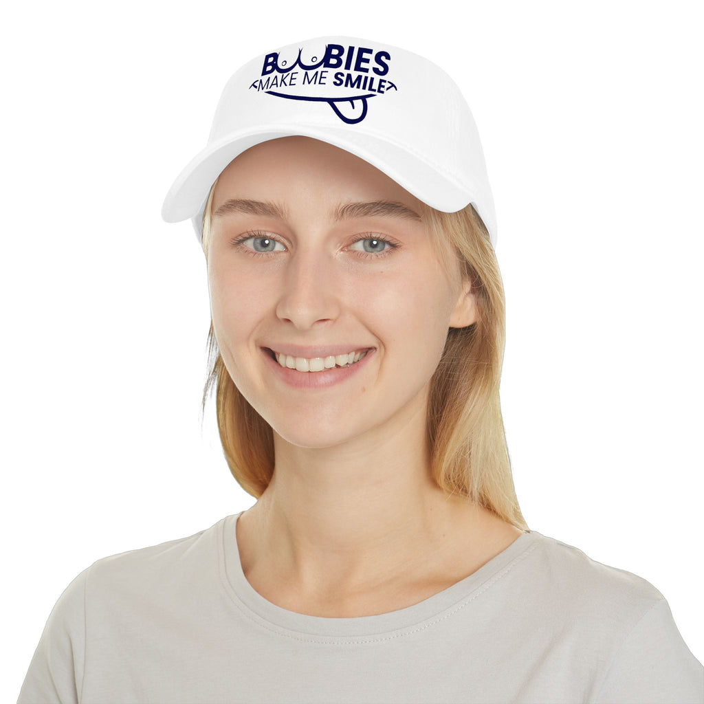Low Profile Baseball Cap - "Boobies Make Me Smile" Funny Novelty Hat