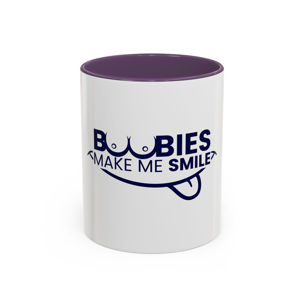Accent Coffee Mug – "Boobies Make Me Smile" Funny Novelty Mug