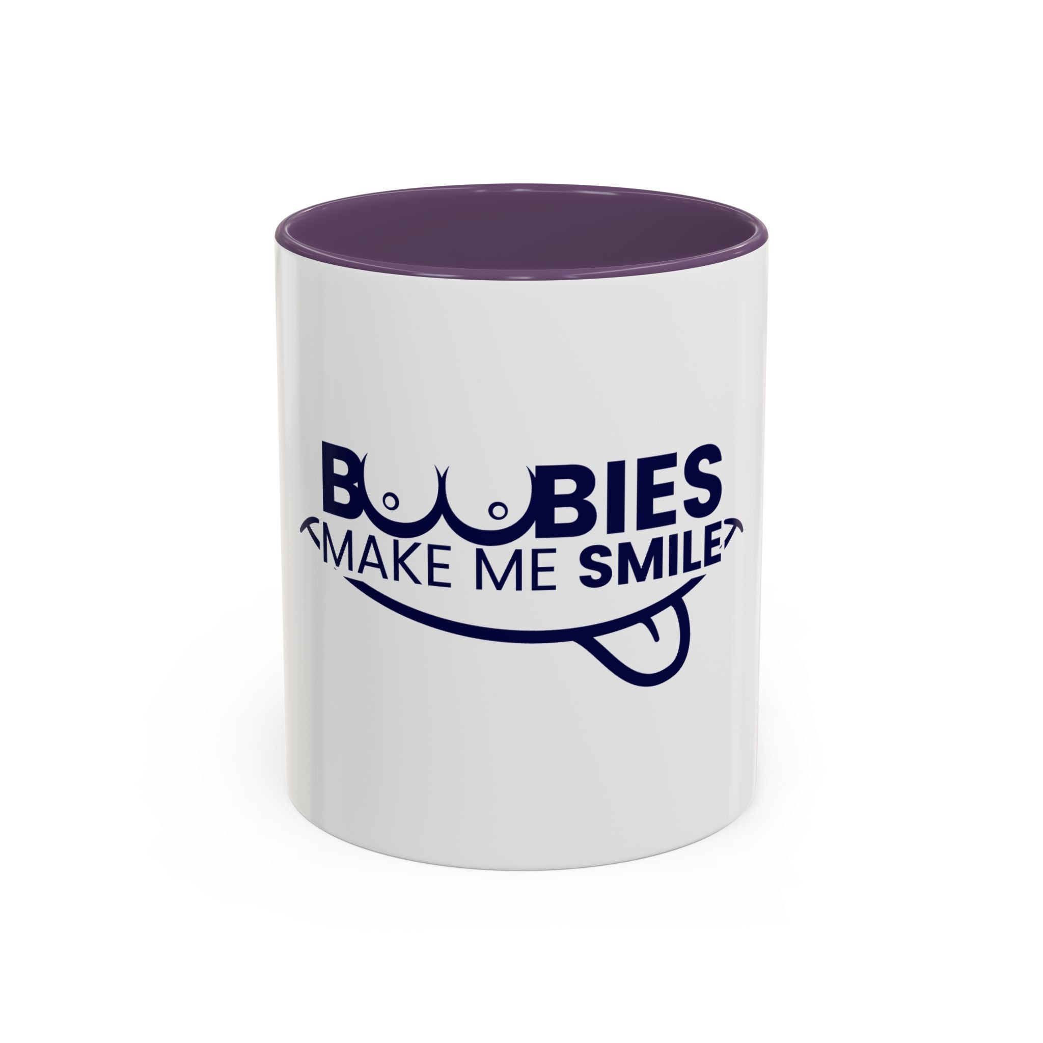 Accent Coffee Mug – "Boobies Make Me Smile" Funny Novelty Mug