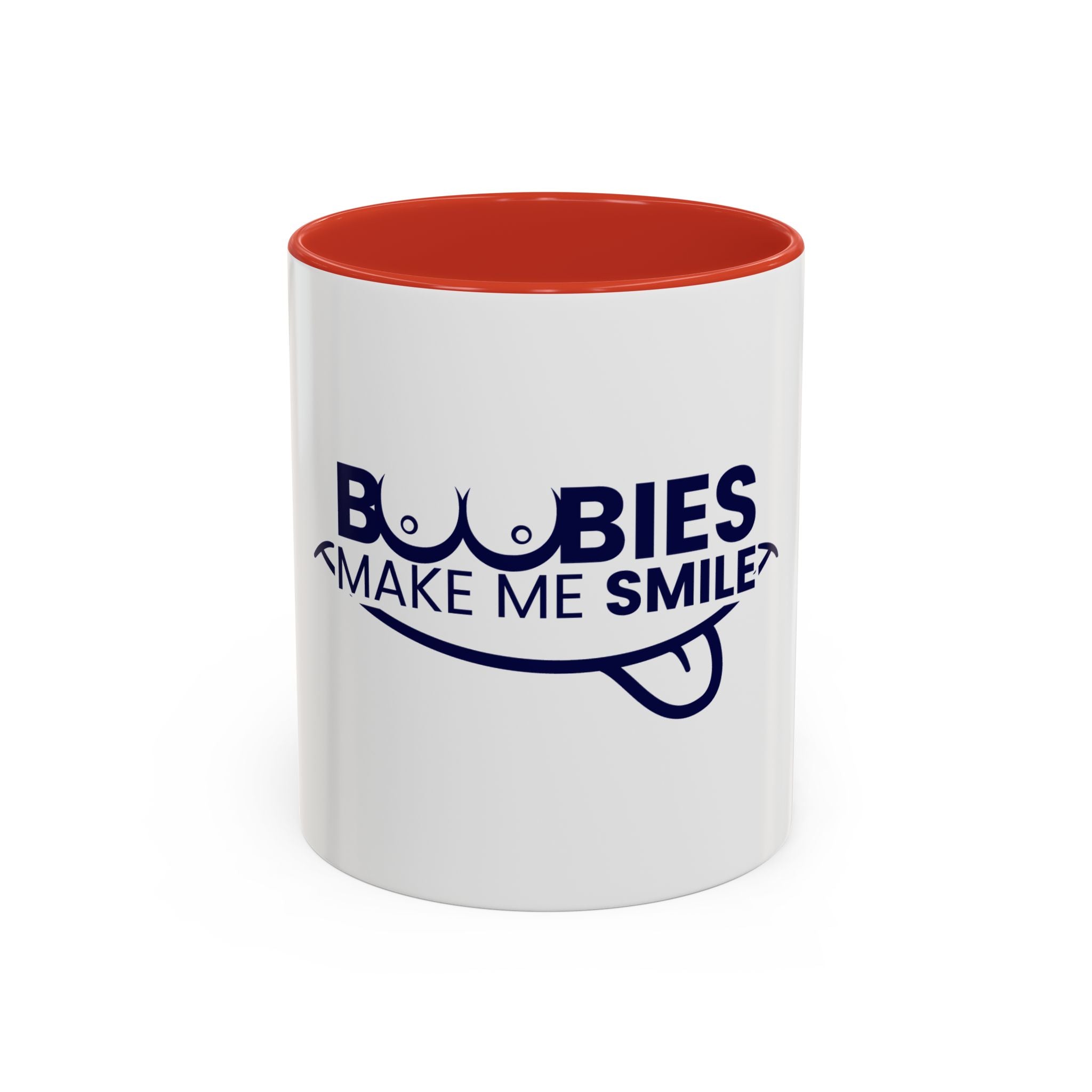 Accent Coffee Mug – "Boobies Make Me Smile" Funny Novelty Mug
