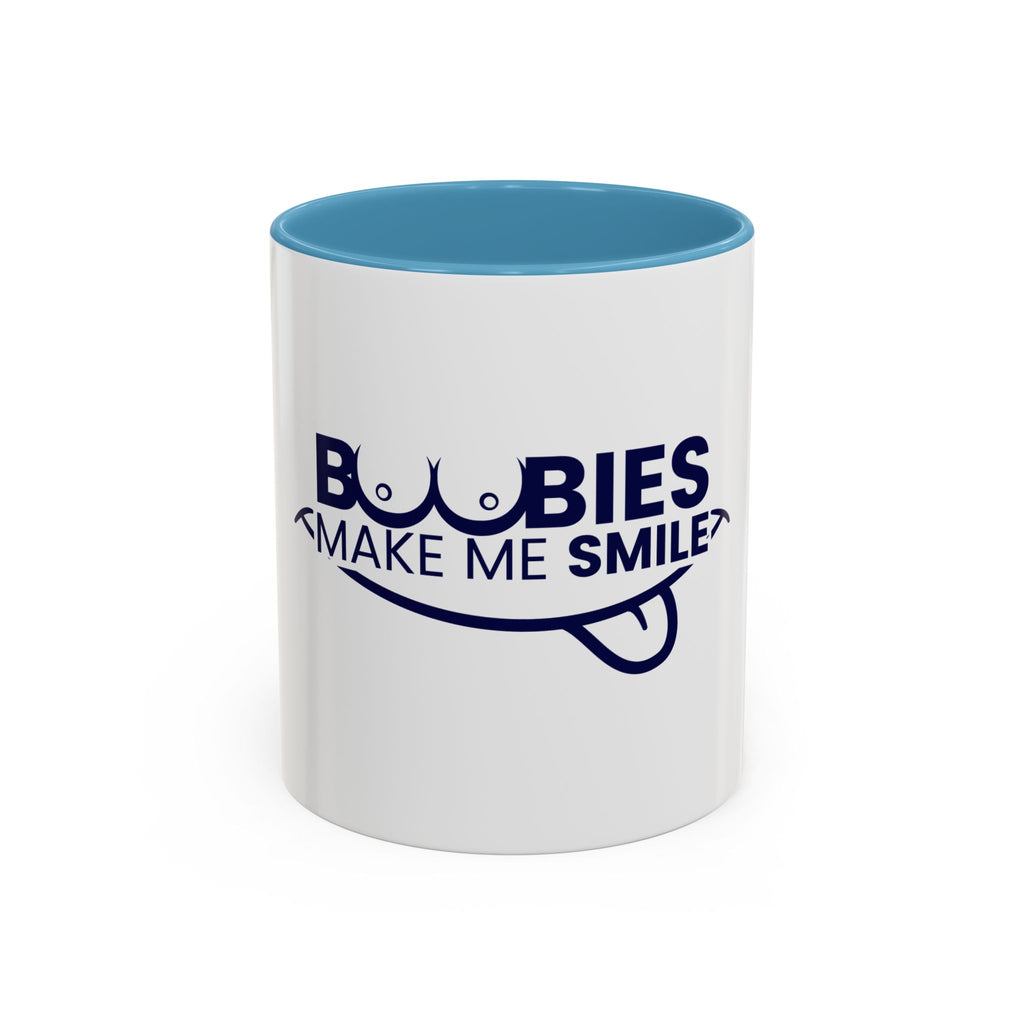 Accent Coffee Mug – "Boobies Make Me Smile" Funny Novelty Mug