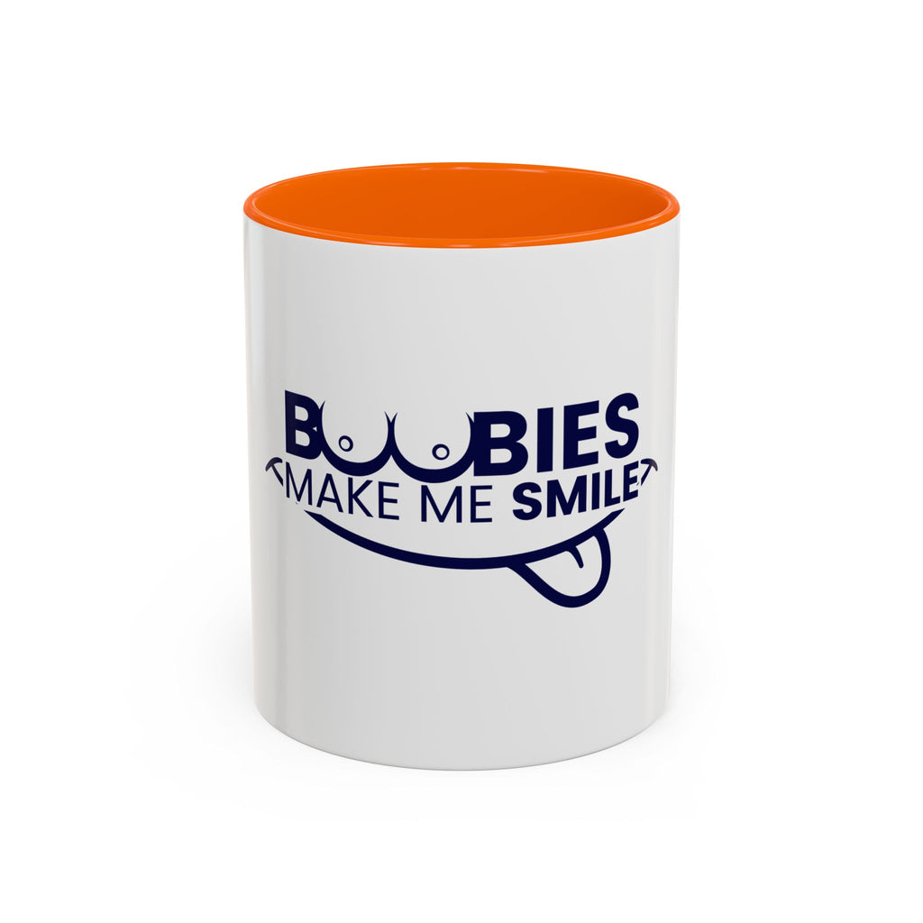 Accent Coffee Mug – "Boobies Make Me Smile" Funny Novelty Mug
