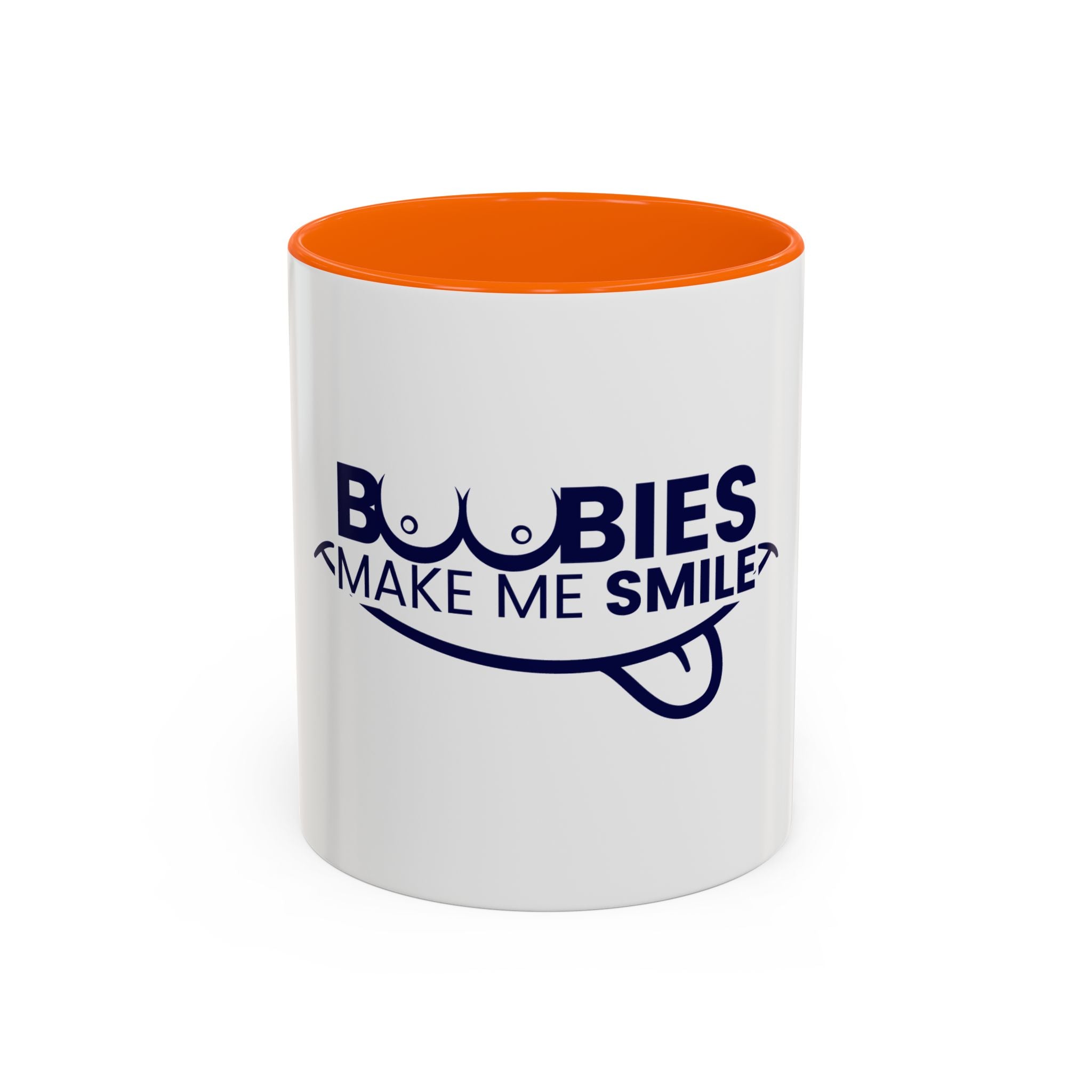 Accent Coffee Mug – "Boobies Make Me Smile" Funny Novelty Mug