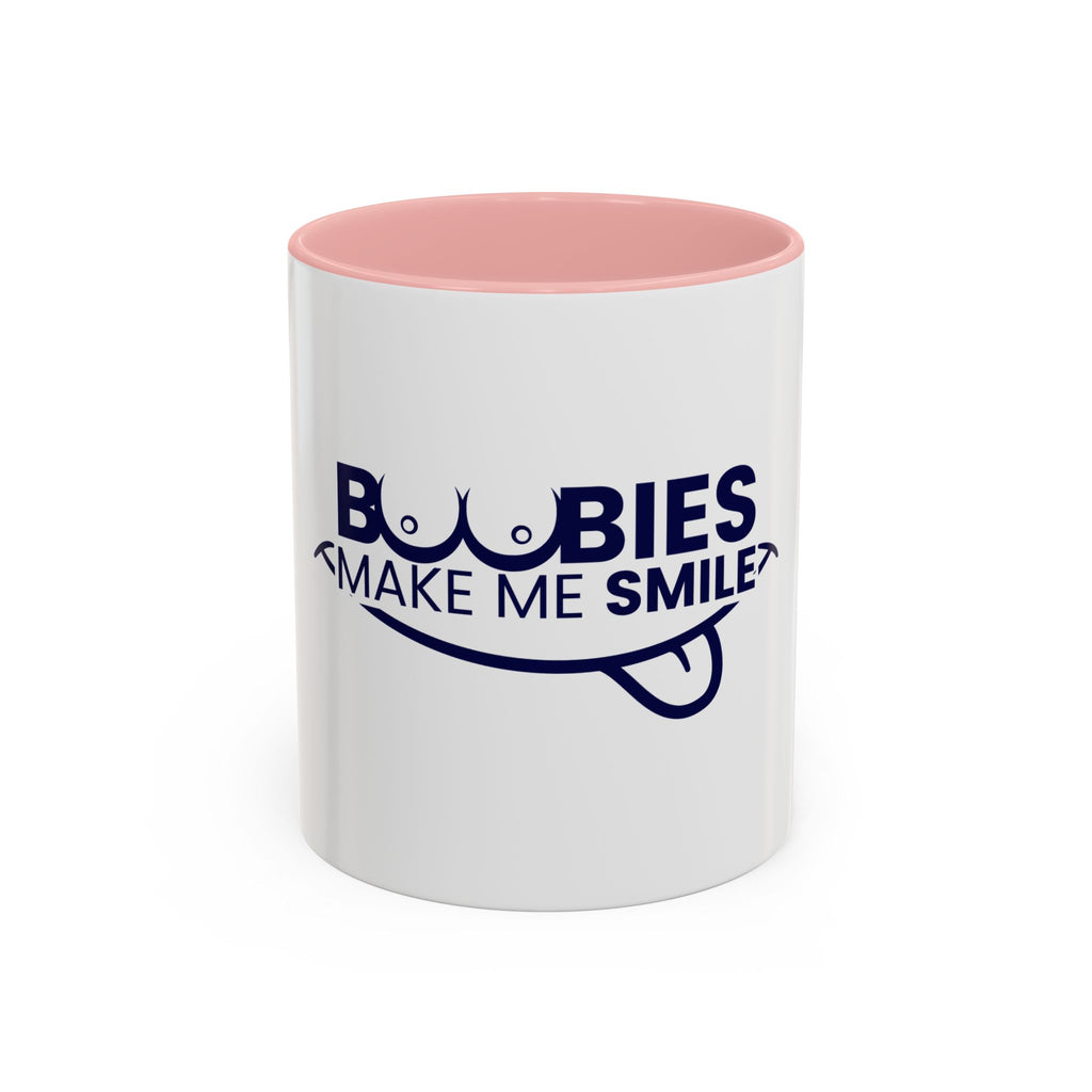 Accent Coffee Mug – "Boobies Make Me Smile" Funny Novelty Mug