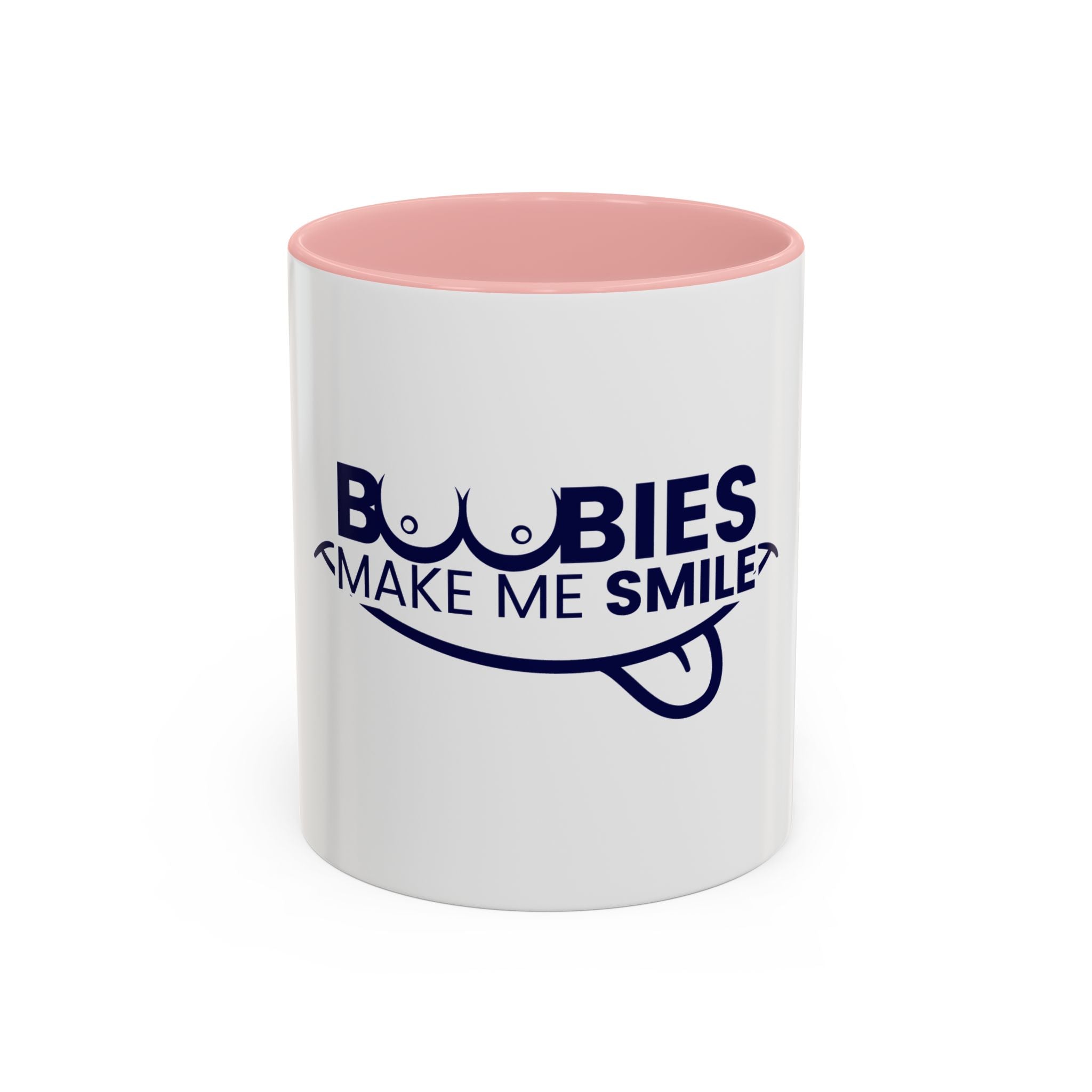 Accent Coffee Mug – "Boobies Make Me Smile" Funny Novelty Mug