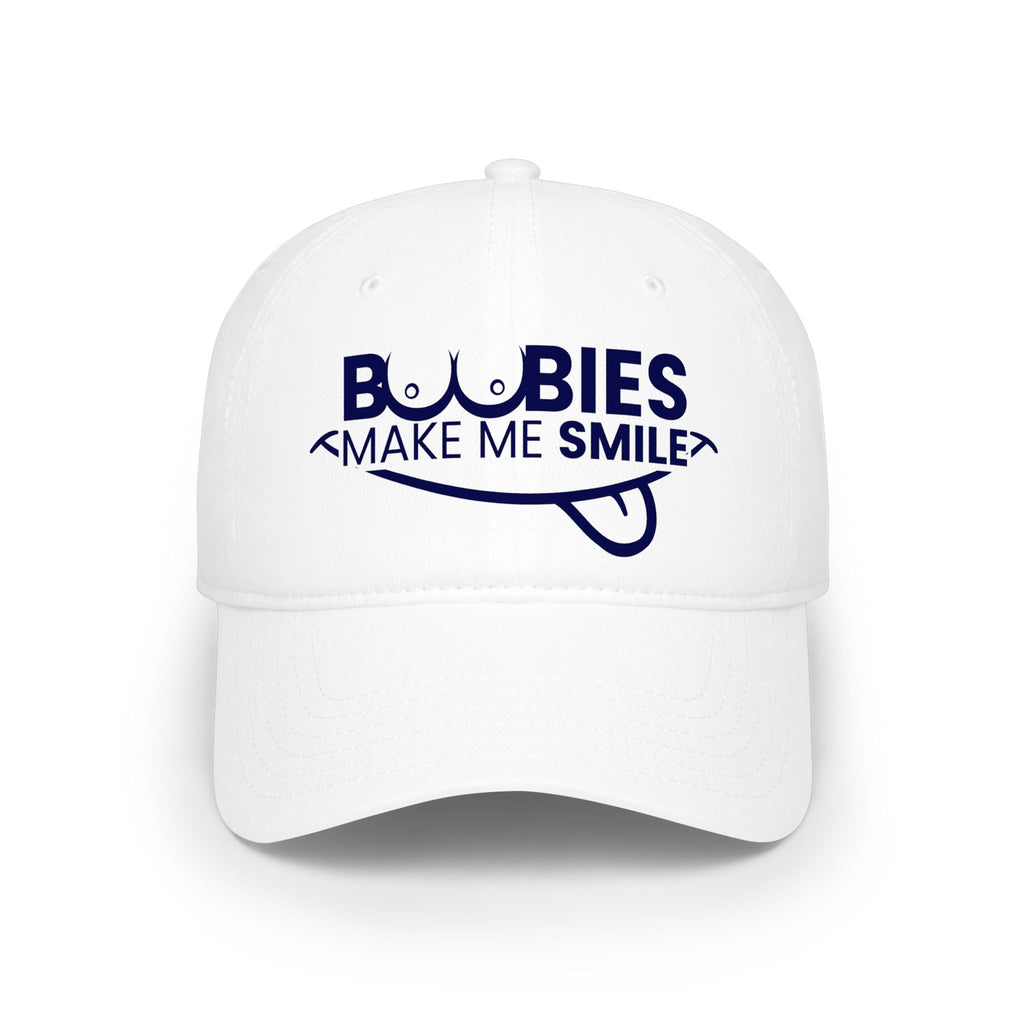 Low Profile Baseball Cap - "Boobies Make Me Smile" Funny Novelty Hat