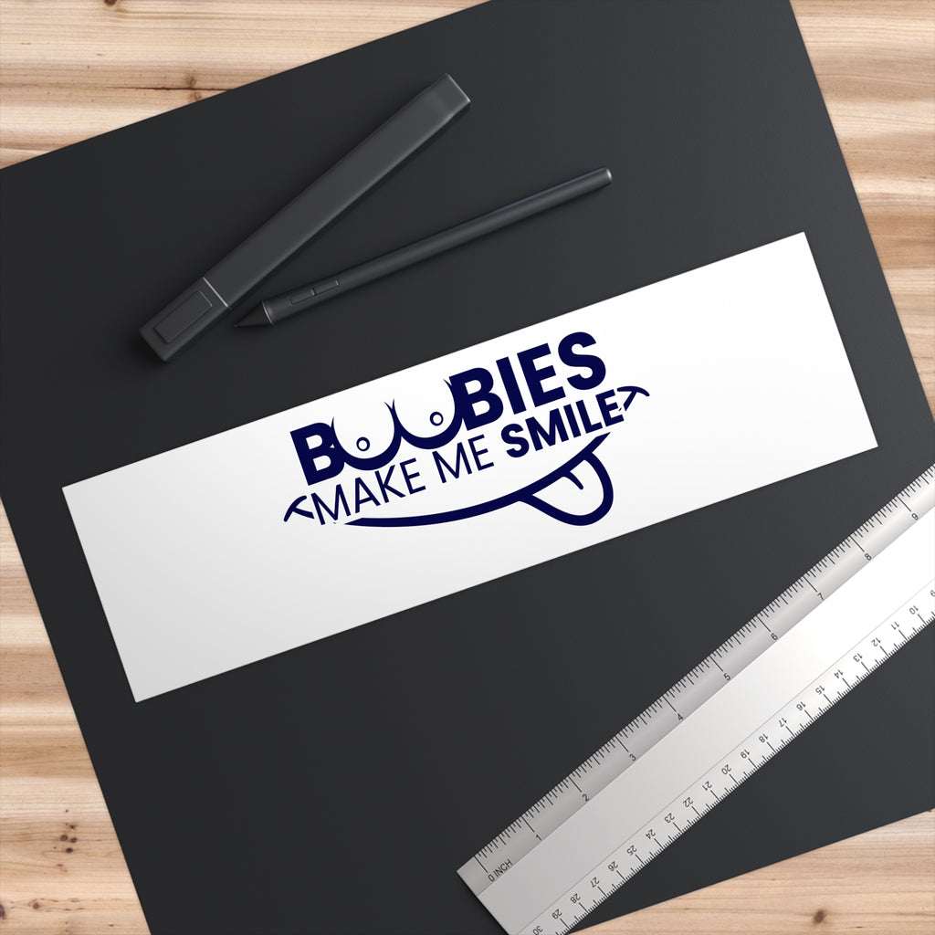 Bumper Sticker — “Boobies Make Me Smile” Funny Vinyl Decal