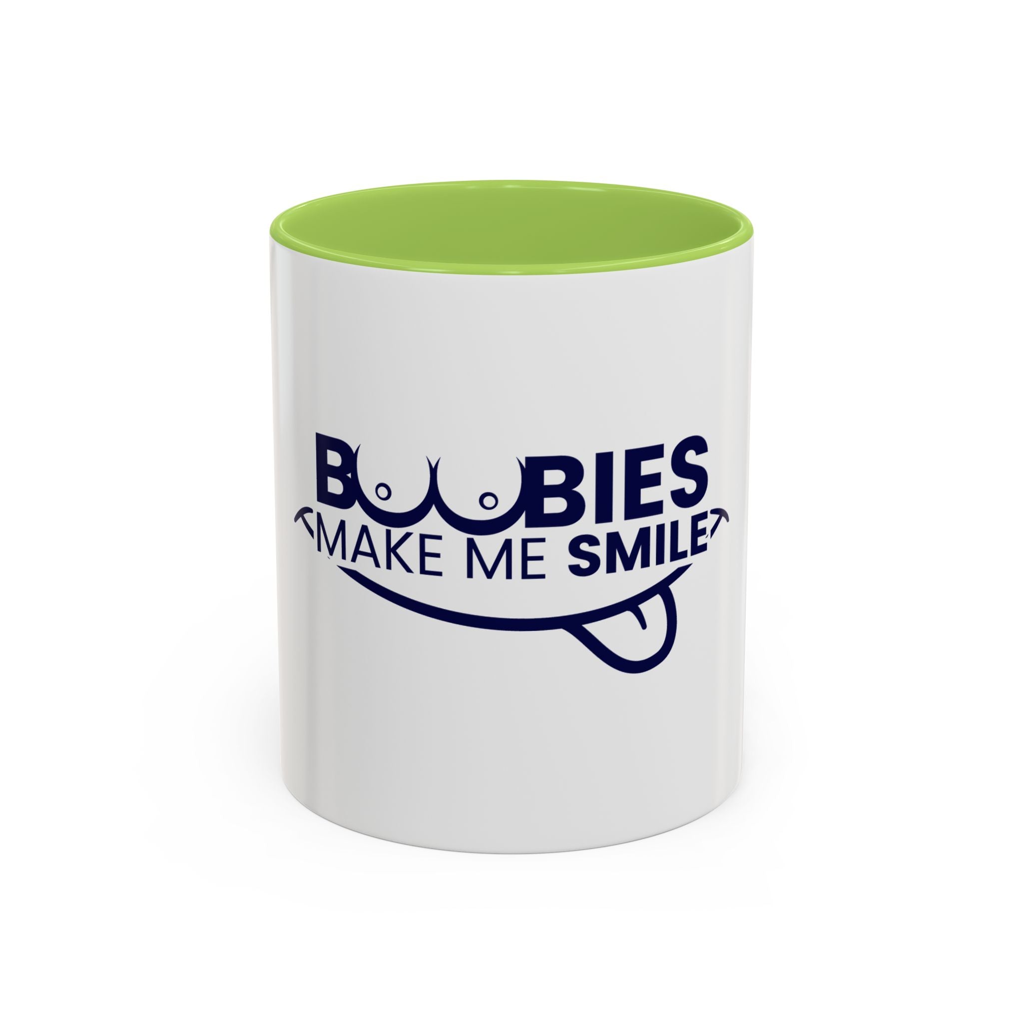 Accent Coffee Mug – "Boobies Make Me Smile" Funny Novelty Mug