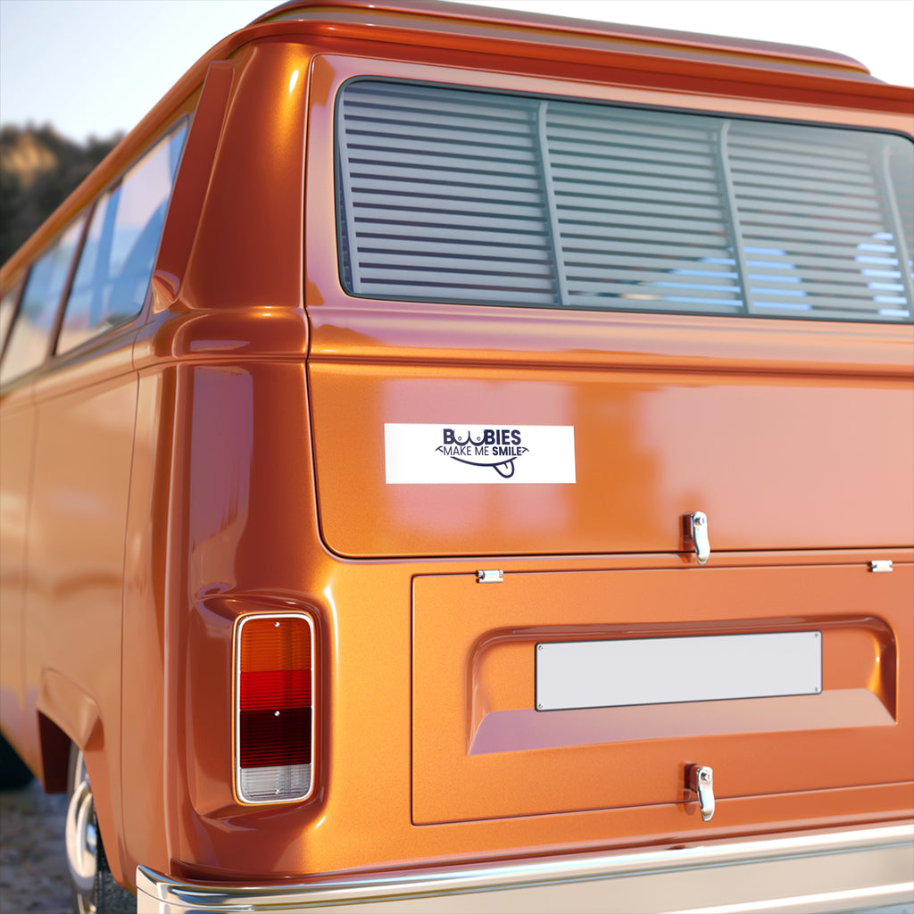 Bumper Sticker — “Boobies Make Me Smile” Funny Vinyl Decal