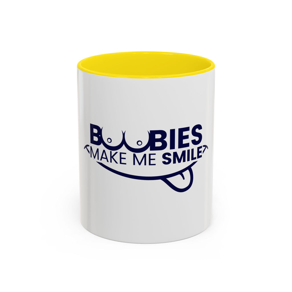 Accent Coffee Mug – "Boobies Make Me Smile" Funny Novelty Mug