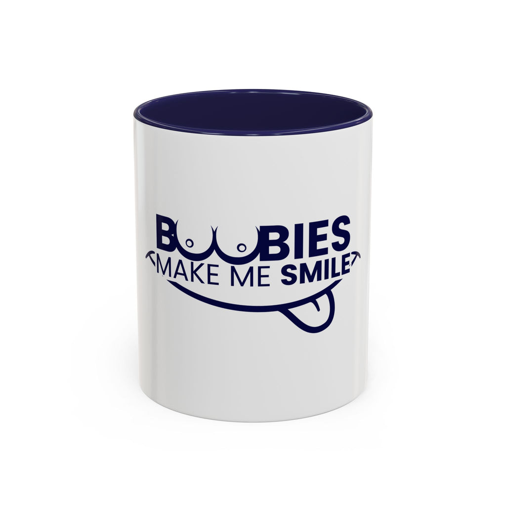 Accent Coffee Mug – "Boobies Make Me Smile" Funny Novelty Mug